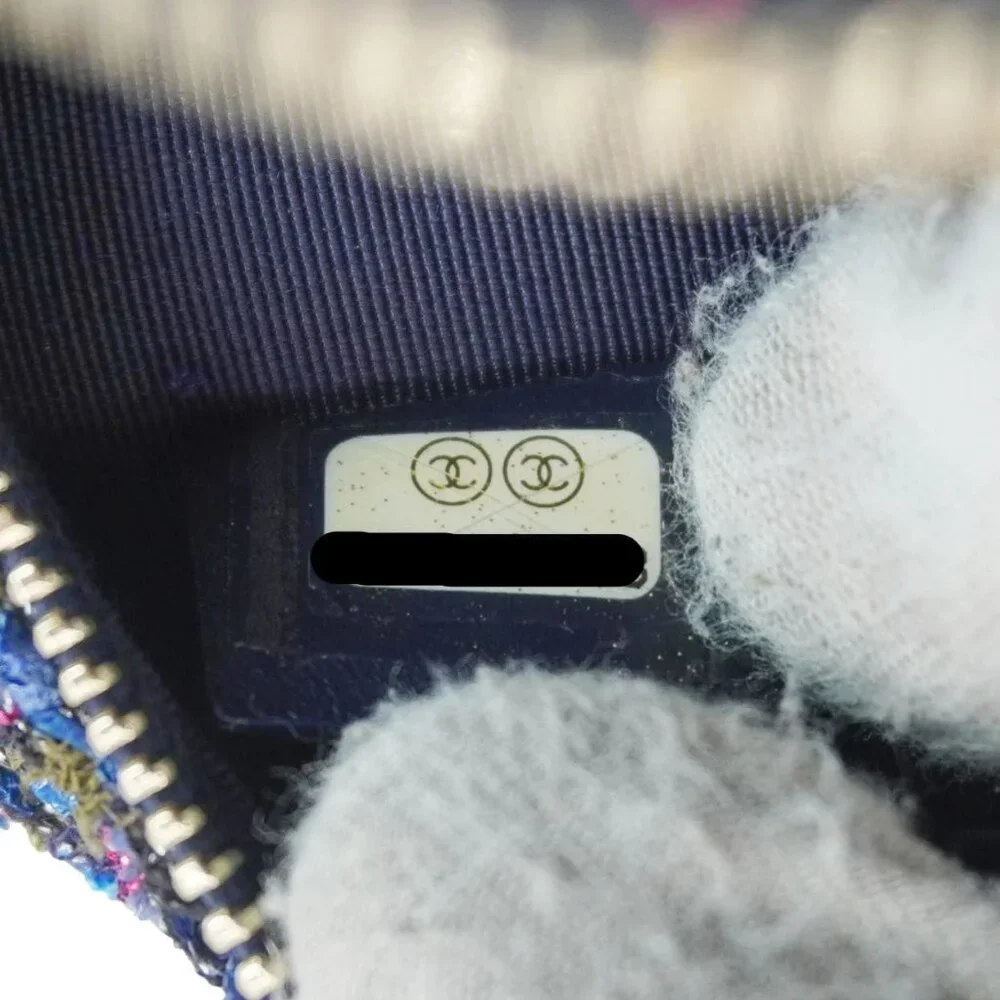 Chanel  Round Tweed Chain Clutch Crossbody Bag Blue - Picture 13 of 13